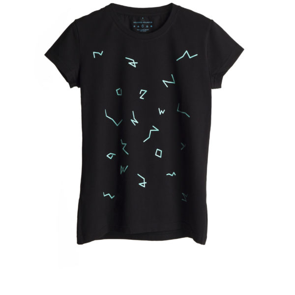 Black Turquoise mouches print t-shirt short sleeve