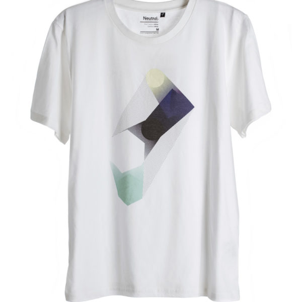unisex White Polygon Print T-shirt short sleeve