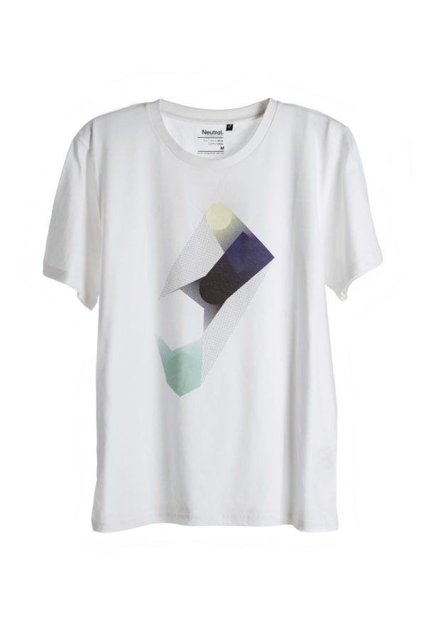 unisex White Polygon Print T-shirt short sleeve