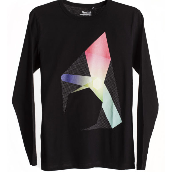 Black Polygon Print T-shirt long sleeve