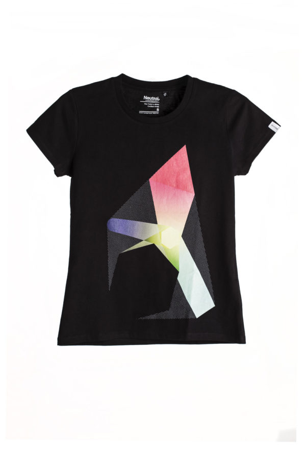 woman Black Polygon Print T-shirt short sleeve