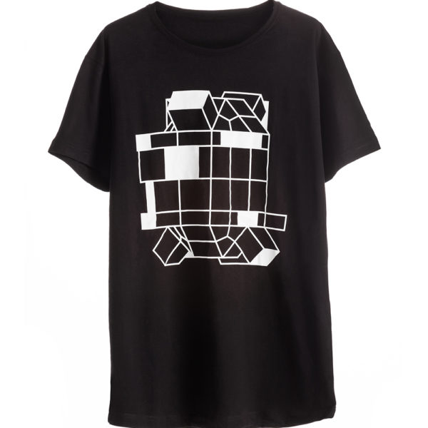 Black Man Cotton T-shirt with Robot Print