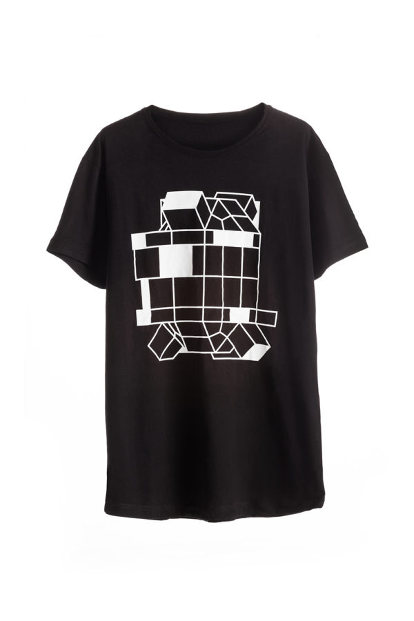 Black Man Cotton T-shirt with Robot Print