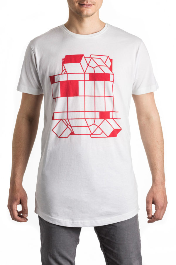 Cotton Man T-shirt Robot White Red print Short Sleeve