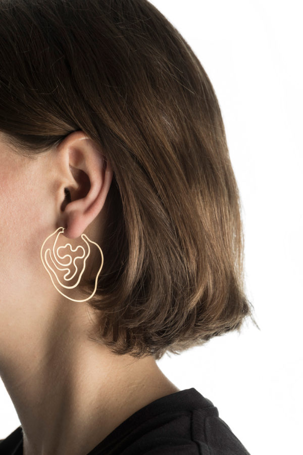 Gold Labyrinth Earring hypoallergenic stainless steel