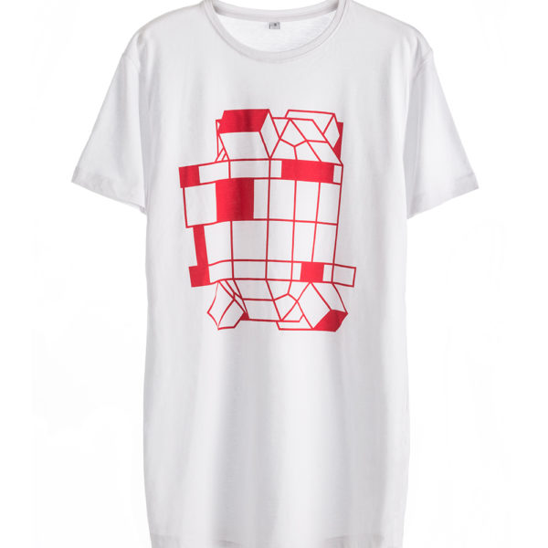 Cotton Man T-shirt with Robot White Red print Short Sleeve