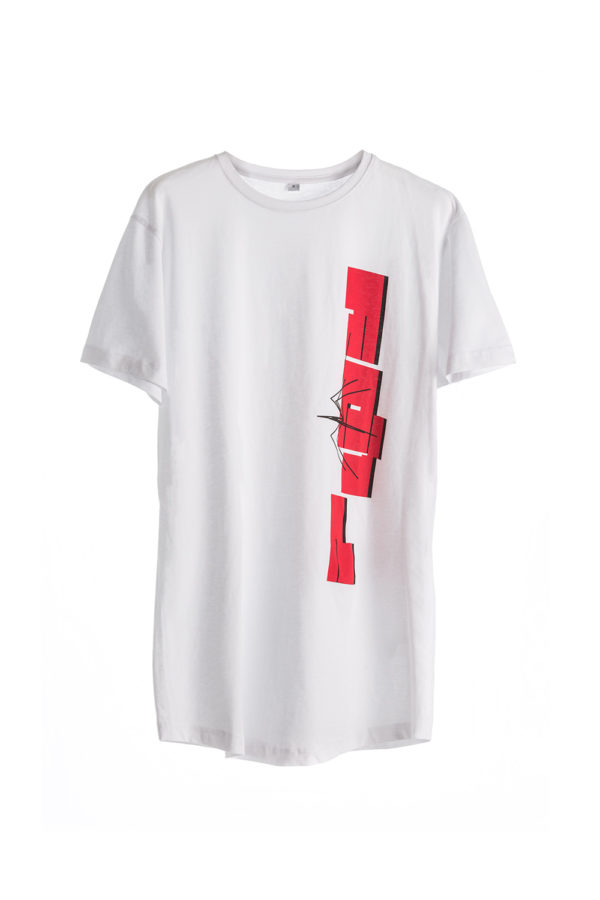 Cotton man white T-shirt Short Sleeve with red Spider print