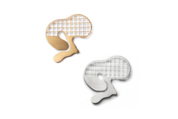 Gold Silver Big Grid Brooch hypoallergenic stainless steel