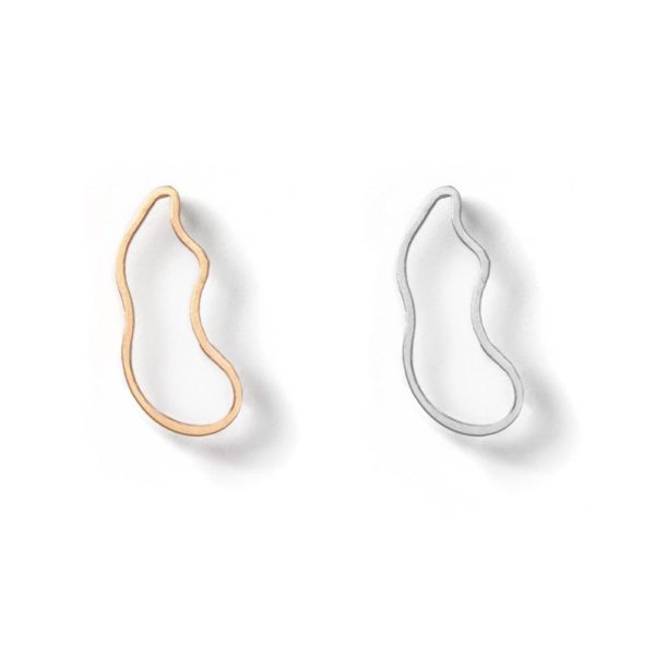 Gold and Silver Outline Ghost Earring hypoallergenic stainless steel