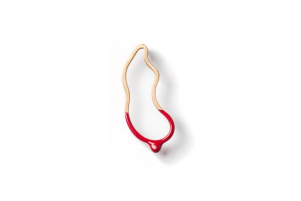 Gold outline Ghost Earring red hypoallergenic stainless steel