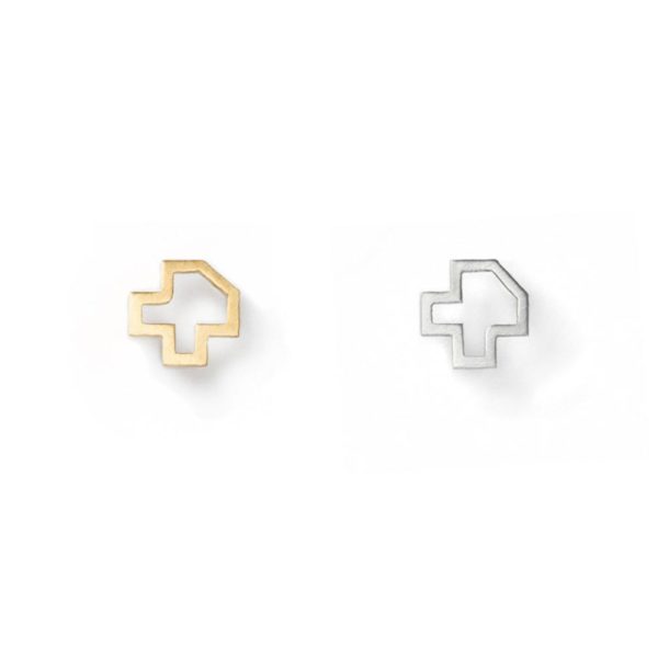 Gold and Silver Outine Pixel Earring hypoallergenic stainless steel