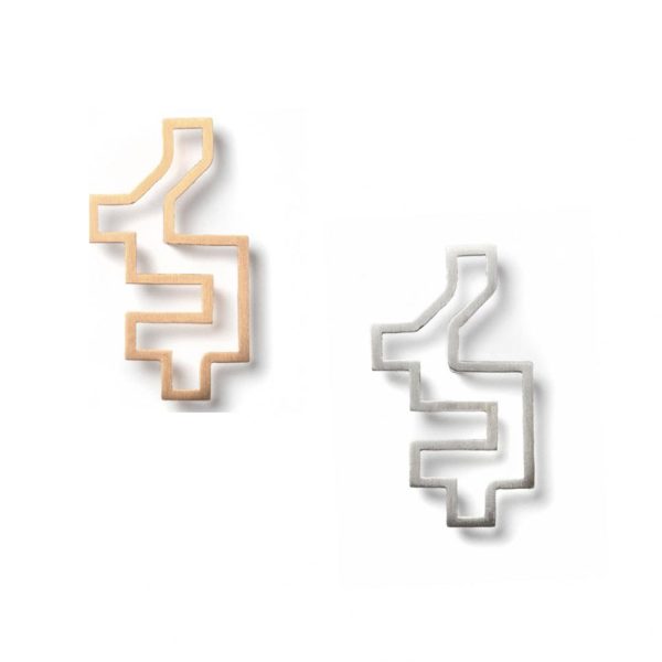 Outline gold silver Pixel Brooch hypoallergenic stainless steel