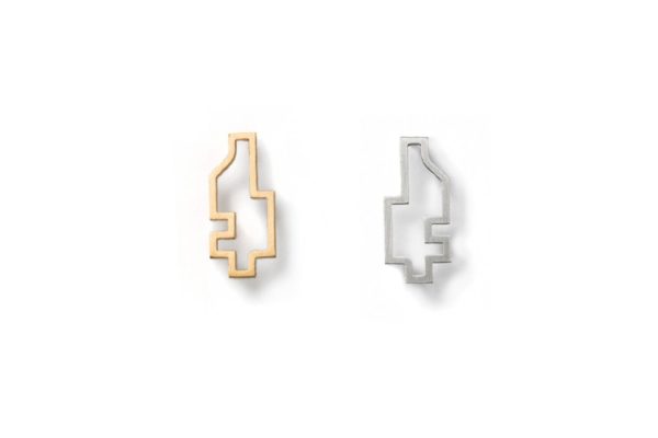 Gold and Silver Big Outline Pixel Earring hypoallergenic stainless steelg