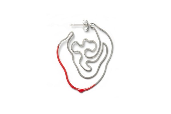 Silver Red Labyrinth Earring hypoallergenic stainless steel